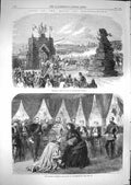 Old Antique Print 1866 Queen Wolverhampton Triumphal Arch Railway Station 19th