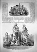 Old Antique Print 1866 Ceramic Crystal Palace Art Venetian Glass Blowing 19th
