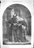 Original Old Antique Print 1866 First Christmas Eve Religion Kriebel F Victorian