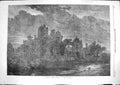 Original Old Antique Print 1866 Castle Architecture Moonlight Scene Fine Art