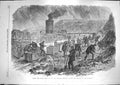 Original Old Antique Print 1866 Cupola Shaft Oaks Colliery Barnsley Mining 19th