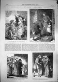 Old Antique Print 1866 Christmas Books Illustrations Children Skammelson 19th