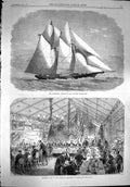 Old Antique Print 1867 Henrietta Atlantic Yacht Race Banquet Cowe Sport 19th