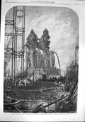 Old Antique Print 1867 Ruins North Transept Crystal Palace Fire Fine Art 19th