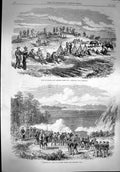 Old Antique Print 1867 British Japanese Troops Field-Day Yokohama Japan 19th