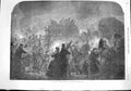 Original Old Antique Print 1867 Fog Street London Horses Carriage People Dogs