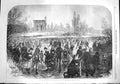 Original Old Antique Print 1867 Winter Ice Skating Ladies Mile Battersea Park