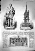 Old Antique Print 1867 Albert Memorial Reredos Prestwich Church Consort 19th