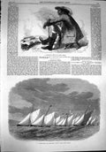 Original Old Antique Print 1867 Bechuana Chief Africa Natal Yacht Match Sailing