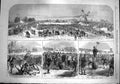 Original Old Antique Print 1867 Ice Skating Races Fens Windmil 19th