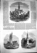 Original Old Antique Print 1867 English Church Cannes France Church Brantford