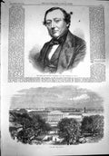 Original Old Antique Print 1867 Seymour Fitzgerald Governor Bombay New Mint