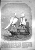 Original Old Antique Print 1867 Ship H.M.S. Galatea Captain Duke Ed Victorian