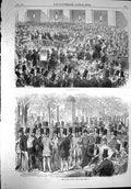 Original Old Antique Print 1867 Little Bourse Paris Men France 19th
