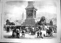 Old Antique Print 1867 Lions Base Nelson Column Trafalgar Sqaure London 19th