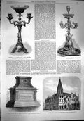 Old Antique Print 1867 School Poplar Bernard Smith Knowles Hospital Cart 19th