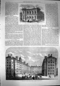 Original Old Antique Print 1867 Guildhall Walsall Staffordshire Peabody S 19th