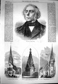Original Old Antique Print 1867 Victor Cousin Monument Surat Church Lewisham