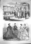 Old Antique Print 1867 Paris Fashion Emperor French Exhibition Building 19th