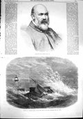 Original Old Antique Print 1867 John Phillip Ship Wreck Fishing Smack Ramsgate