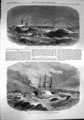 Original Old Antique Print 1867 Ship Caber-Faigh Owens School Isle Wight Oregon