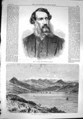 Original Old Antique Print 1867 Eyre Governor Jamaica Port Stanley Falkland 19th