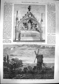 Old Antique Print 1867 Monument Smith Cathedral Calcutta Windmill Moore 19th