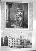 Old Antique Print 1867 King Edward'S Schools Witley Godalming Mother Baby 19th