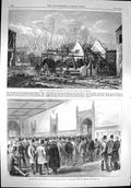 Original Old Antique Print 1867 Powder Explosion Oare Faversham House Commons