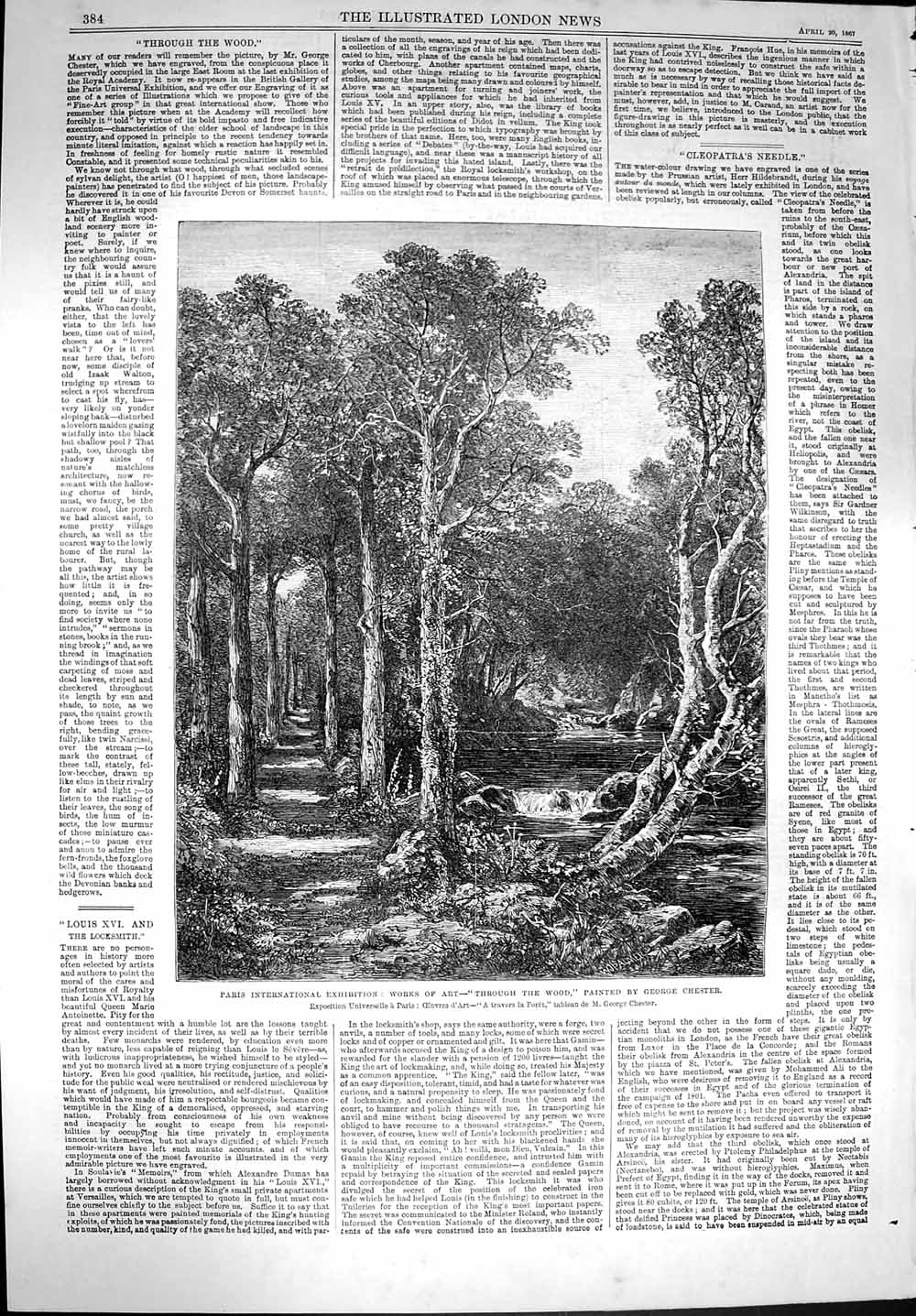 Old Antique Print 1867 Paris International Exhibition Wood Trees Chester 19th