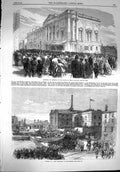 Original Old Antique Print 1867 House Keys Douglas Isle Man Life-Boat Glo 19th