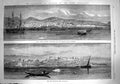 Original Old Antique Print 1867 Ship Ocean Earthquake Mitylene Byzantine Fort