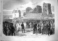 Original Old Antique Print 1867 Volunteers Dover Sunday Service Parade Castle