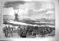 Original Old Antique Print 1867 Easter Volunteer Review Dover Windmill Victorian