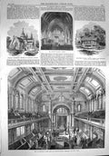 Original Old Antique Print 1867 Synagogue Jews Walworth Borough Church Jersey