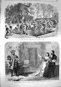 Original Old Antique Print 1867 Athletic Games Woolwich Adelphi Theatre Sheep