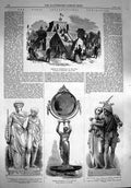 Old Antique Print 1867 Paris Exhibition Xochicalco Statue Algerine Cork 19th