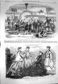 Original Old Antique Print 1867 Horse Show Agricultural Islington Paris Fashion