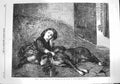 Original Old Antique Print 1867 L'Abri Young Girl Dog Farm Barn Fine Art 19th