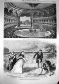 Original Old Antique Print 1867 Amphitheatre Holborn Dora Adelphi Theatr 19th
