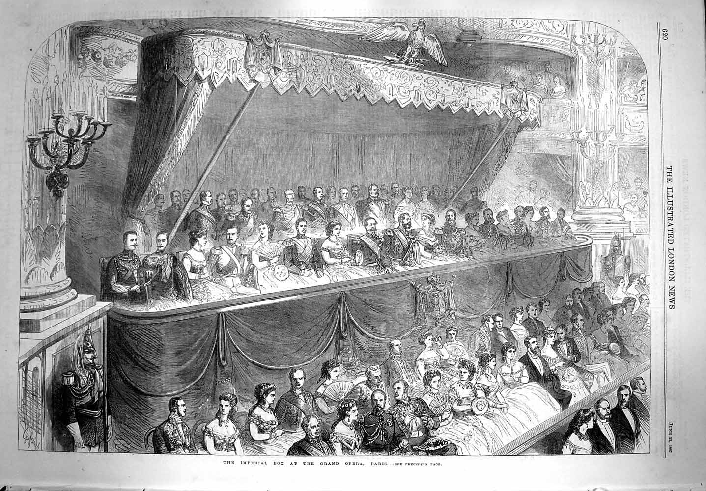 Original Old Antique Print 1867 Imperial Box Grand Opera Paris France Theatre