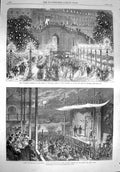 Original Old Antique Print 1867 Tuileries Garden King Prussia Paris Theat 19th
