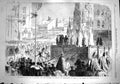Original Old Antique Print 1867 Scene Coronation King Hungary Church Pesth 19th