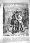 Original Old Antique Print 1867 Village Postman Letters Mail Lady Hemsley 19th