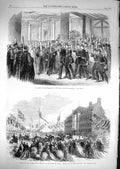 Old Antique Print 1867 Belgians Lord Mayor Guildhall College Prince Wales 19th