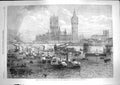 Old Antique Print 1867 Scene River Westminster Departure Belgians Boats 19th