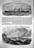 Old Antique Print 1867 Louise Marie Ostend Dover Ship Henares Canal Spain 19th