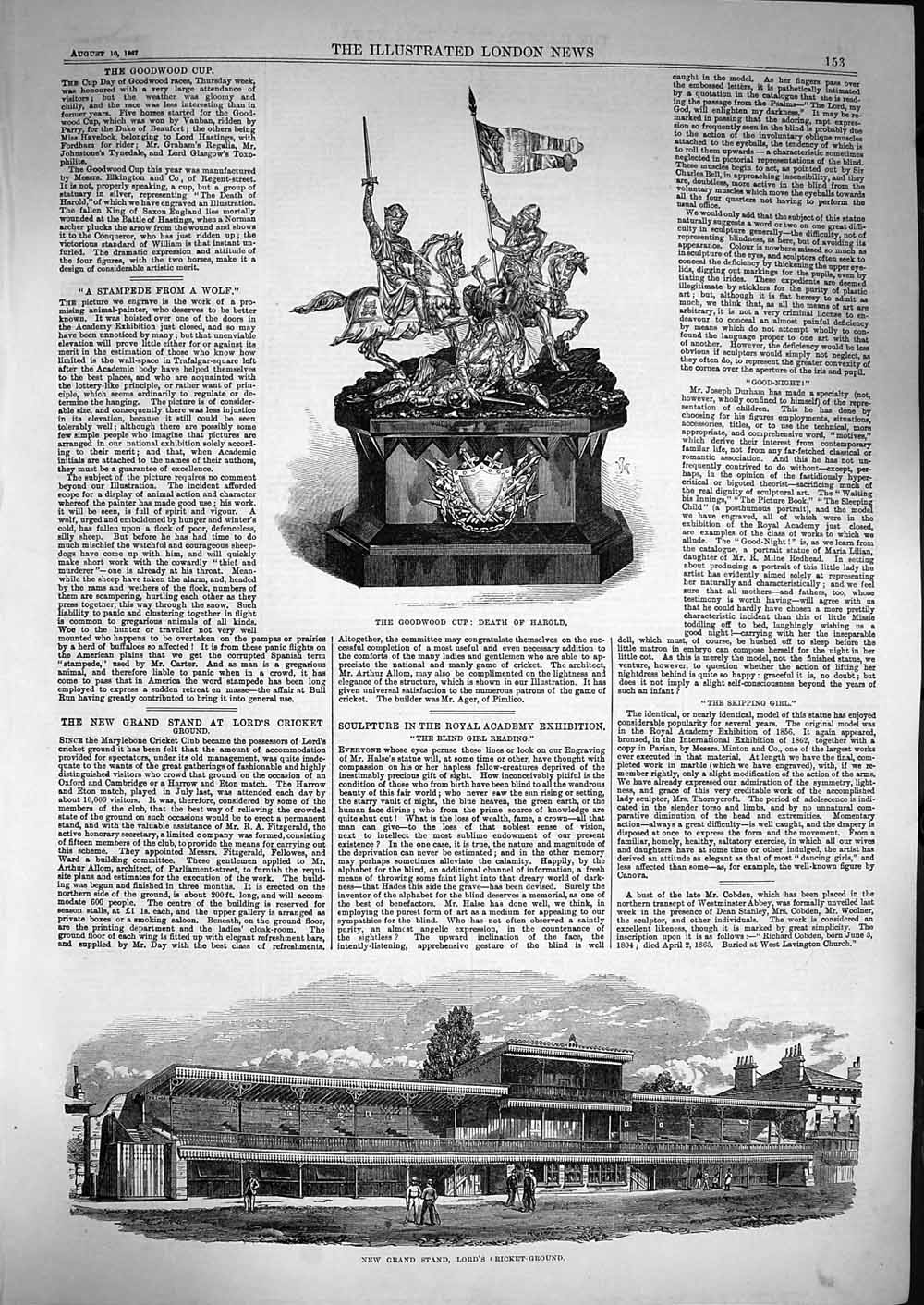 Original Old Antique Print 1867 Goodwood Horse Cup Death HarLord'S Victorian