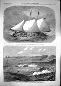 Original Old Antique Print 1867 Life-Raft Nonpareil Atlantic Crumlin Burro 19th
