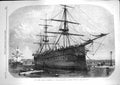Old Antique Print 1867 Screw Steamer Euphrates British Troops India War 19th